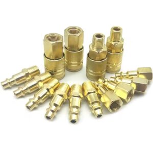 1/4" NPT Pneumatic Quick Connect Coupler Set - Brass/Stainless Steel Air Compressor Fittings, Conexión Rápida Neumática, موصل نفطي سريع for Air Tools & Pneumatic Systems