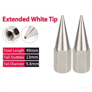 Universal Extended White Tip Grease Nozzle - 13mm Outer Diameter Grease Gun Tip (49mm Length)