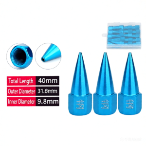 Universal Blue Pointed Grease Nozzle - 31.6mm Outer Diameter Grease Gun Tip (40mm Length)