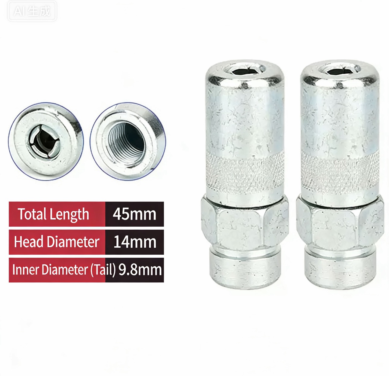 Leak-proof Threaded Grease Gun Coupler 1/8" NPT High Pressure Steel Grease Fitting Coupler for Tractor Farm & Construction Machinery