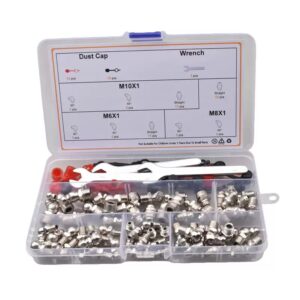83Piece Metric Grease Fitting Kit | M6/M8/M10 Nipples with Wrench & Dust Caps