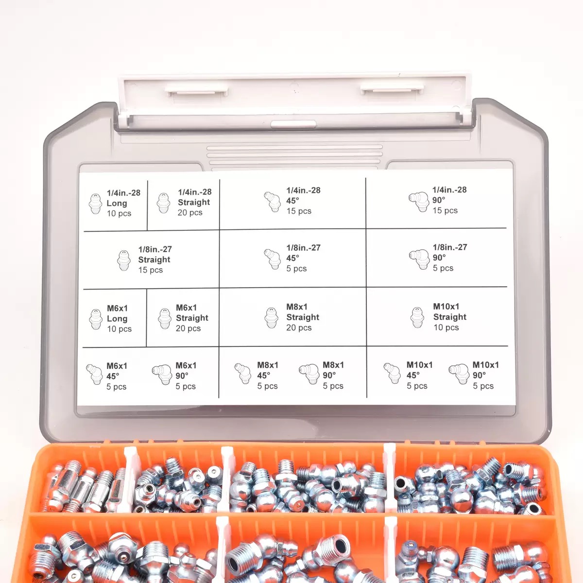 175-Piece SAE & Metric Grease Fitting Kit | Heavy-Duty Storage Case - Image 2