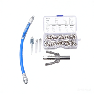 65-Piece Ultimate Grease Gun Accessory Kit | Metric Fittings, Coupler & Hose for Professional Workshops