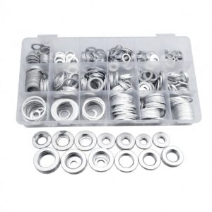 Galvanized Carbon Steel Flat Washers Assortment Kit & Bulk Pack, Corrosion-Resistant Flat Gaskets for Industrial Machinery Automotive Chassis Pipeline