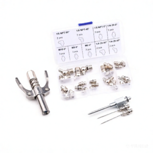 27-Piece Grease Gun Accessory Kit with Coupler, Needle Nozzles & Multi-Standard Fittings