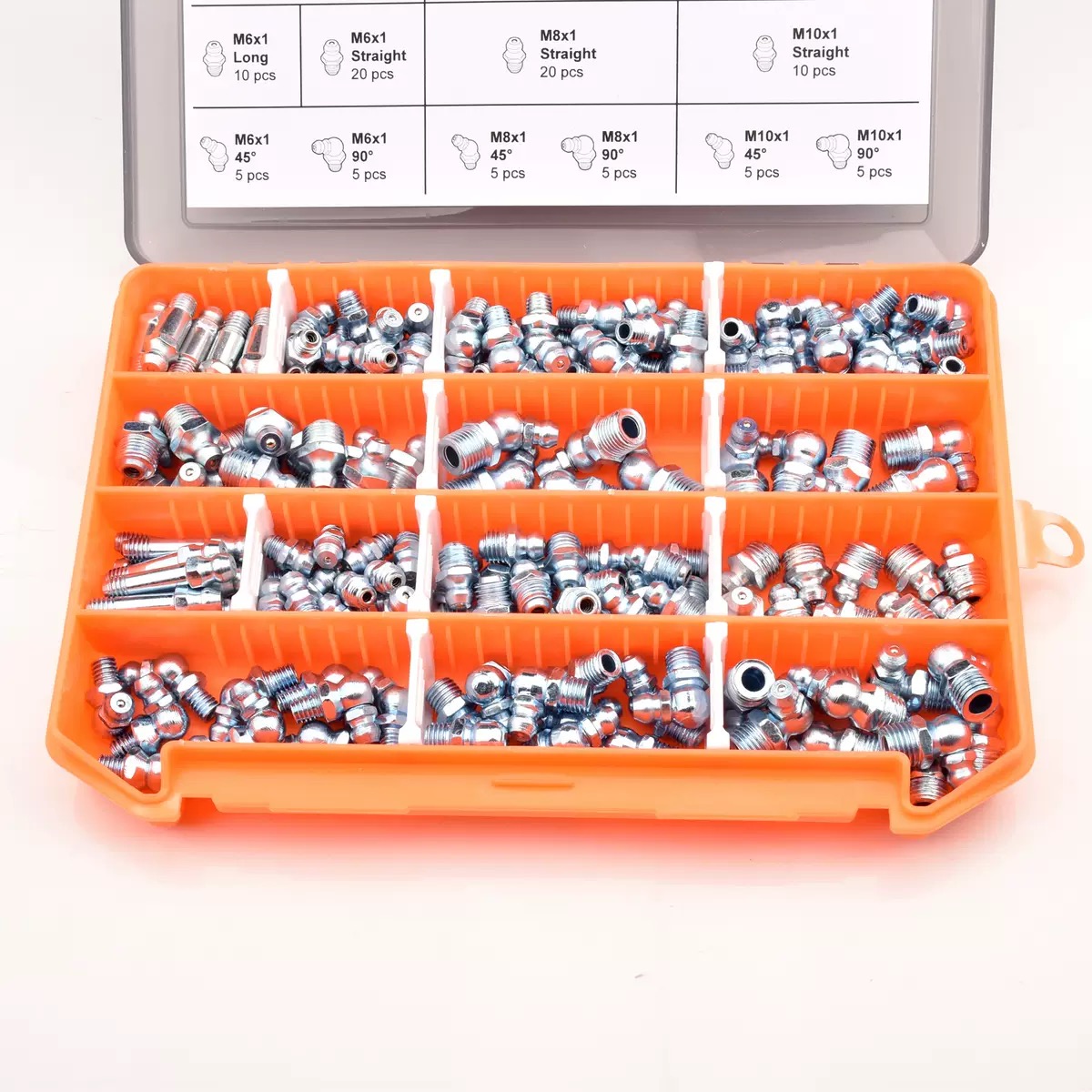 175-Piece SAE & Metric Grease Fitting Kit | Heavy-Duty Storage Case - Image 4
