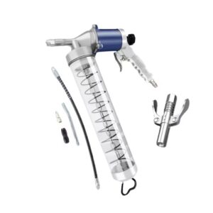 Pneumatic Continuous Flow Grease Gun 600CC High Pressure Air-Operated Grease Gun with Zipper Quick-Load System for Industrial Heavy Machinery