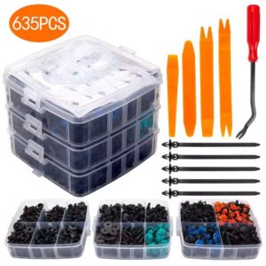 620-750PCS Professional Heavy Duty Car Trim Clips Kit with 30 Removal Tools, 3-Layer Storage Case